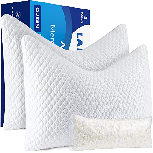 2 Shapeable Shredded Memory Foam Pillows w/ ICE SILK Cooling Cover
