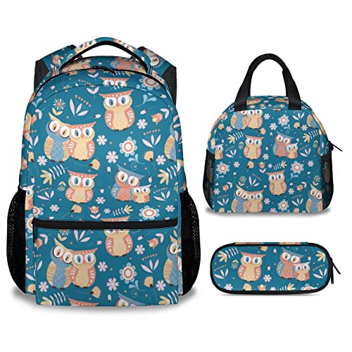 COOPASIA Owl Backpack with Lunch Box And Pencil Case