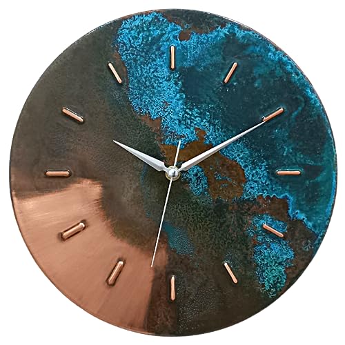 COPPER EMPIRE 12 Inch Turquoise Blue Green Patina Wall Clock