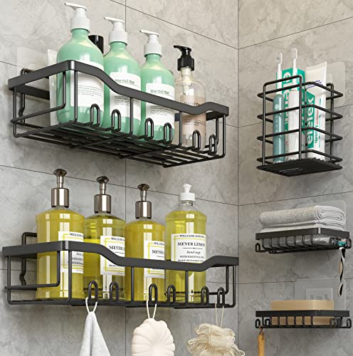 Moforoco Adhesive Shower Caddy Organizer, Hanging Suction Black Shower  Shelves Rack, Inside Shower Holder, Bathroom Decor Organization Storage