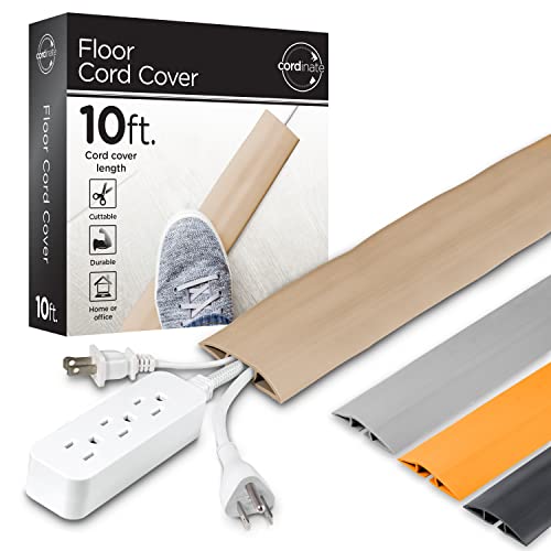 Rubber Bond Cord Cover Floor Cable Protector - Strong Self Adhesive Floor Cord  Covers for Wires - Low Profile Extension Cord Covers for Floor & Wall -  Grey - Thin Cord - 4 Feet 