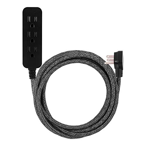 Cordinate Black Designer 3-Outlet Braided Extension Cord