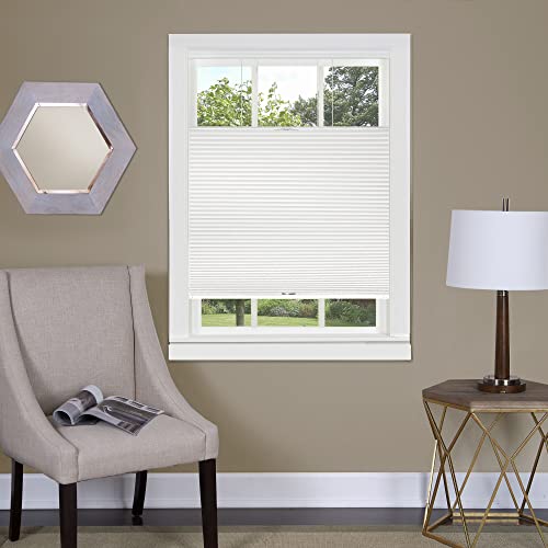 Cordless Cellular Pleated Window Shades - 30 Inch Width, 64 Inch Length - White