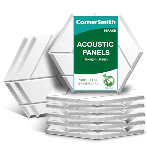 CornerSmith 16-Pack White Acoustic Foam Panels for Home and Office