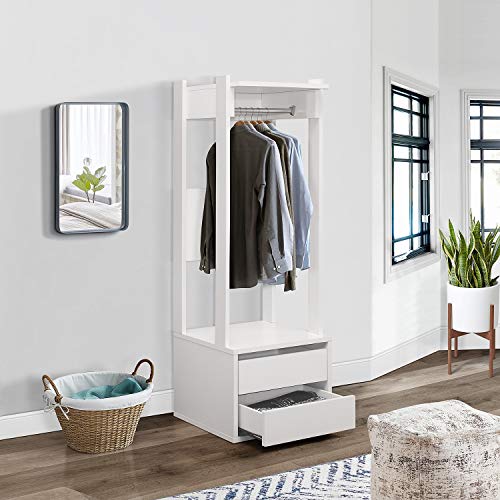 Corry Open Wardrobe Armoire Closet with 2-Drawers, White
