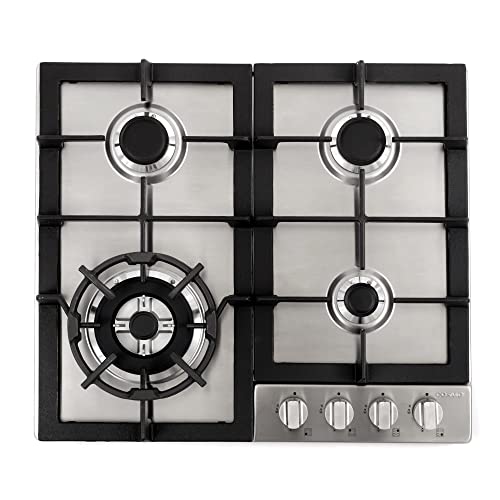 24" Gas Cooktop with 4 Sealed Burners, Stainless Steel Grate & Knobs