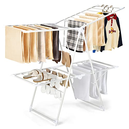 COSTWAY 2-Tier Folding Clothes Drying Rack