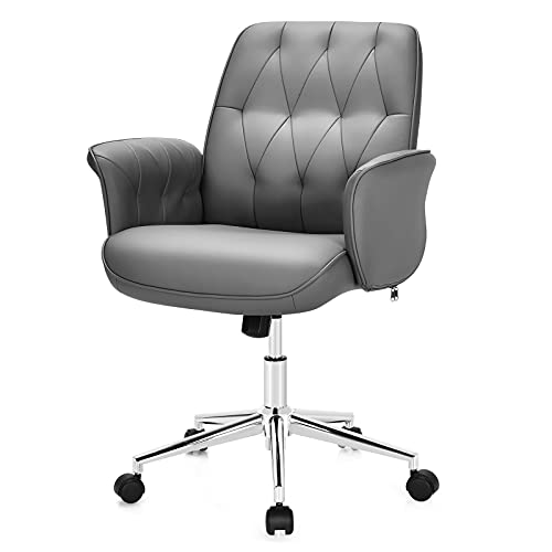 COSTWAY Leather Home Office Chair