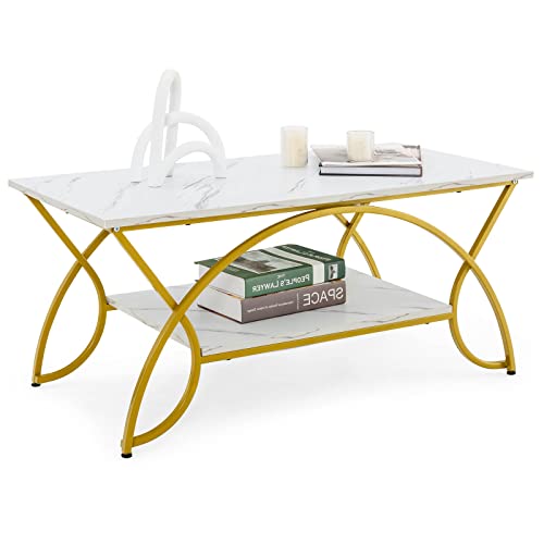 COSTWAY Marble Coffee Table