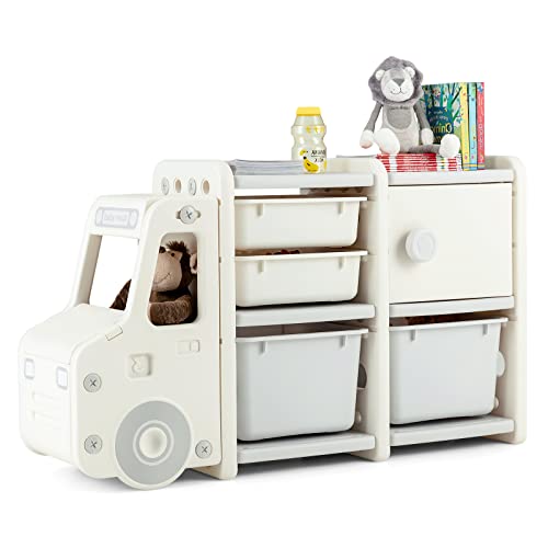 Costzon Kids Toy Storage Organizer with Bins, Drawers, Bookcase Shelf