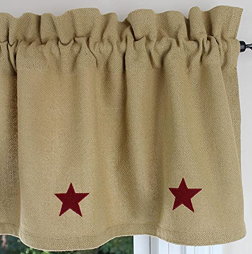 Cotton Burlap Valance with Barn Red Star Applique