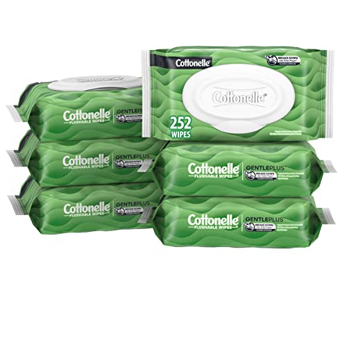 Cottonelle GentlePlus Flushable Wet Wipes with Aloe & Vitamin E, 252 Total Wipes