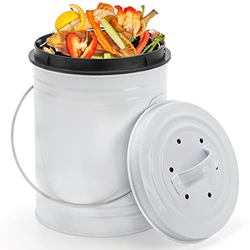 Countertop Compost Bin with Lid, 1 Gallon Capacity
