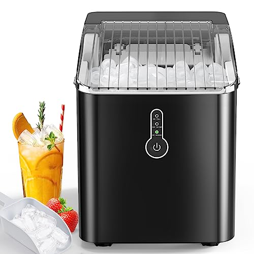 Portable Self-Cleaning Ice Maker, 26Lbs/24Hrs, 9 Cubes in 8 Mins
