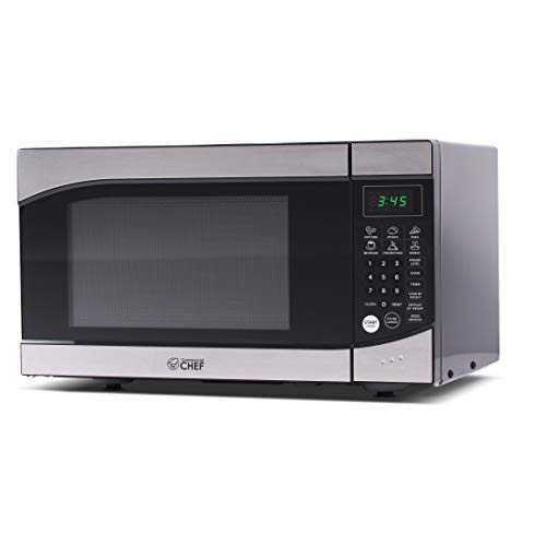 Countertop Microwave Oven, 900W, Stainless Steel and Black, Commercial Chef CHM009