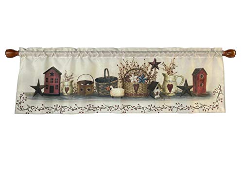Country Hearts and Stars Window Curtain Valance
