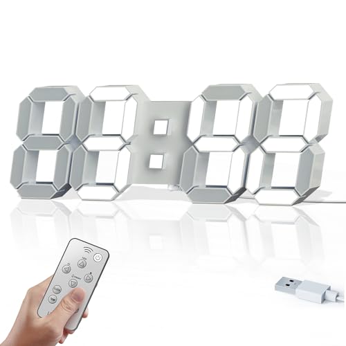 COVERY Large 3D LED Digital Light Wall Clock