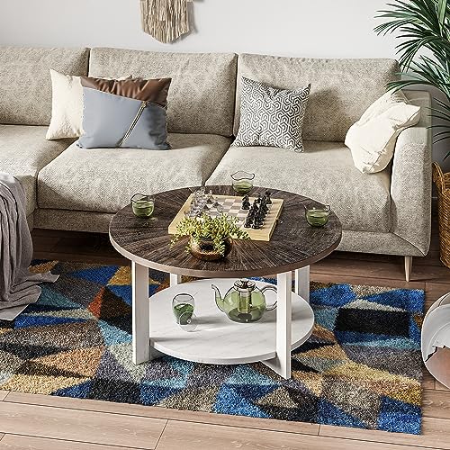 COZAYH Round Wood Coffee Tables with Storage