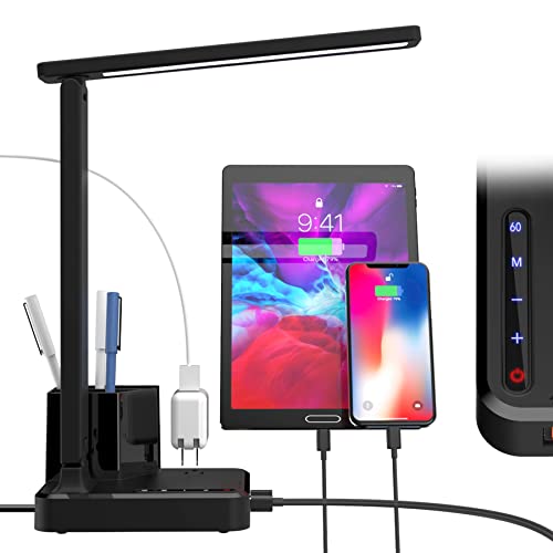 COZOO LED Desk Lamp with Charging Ports and Adjustable Brightness
