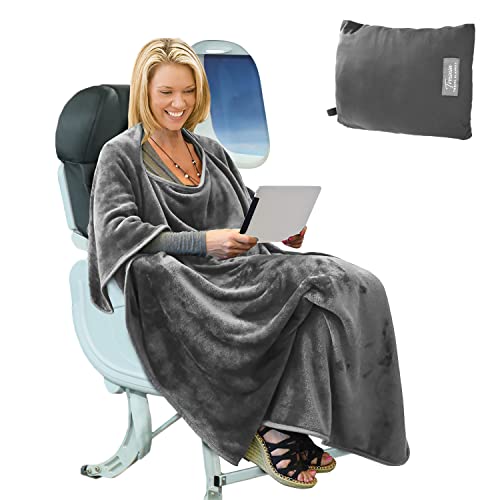 Cozy and Portable Travel Poncho Blanket by Tirrinia