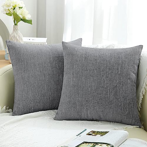 Cozy Farmhouse Chenille Pillow Covers, Set of 2, Grey