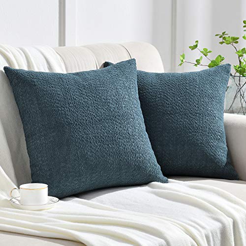 Cozy Fine Textured Throw Pillow Covers - Smoky Blue