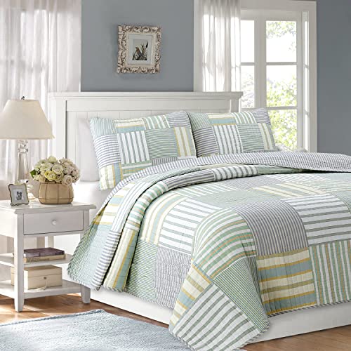 Cozy Line Home Fashions Green Patchwork Quilt Bedding Set