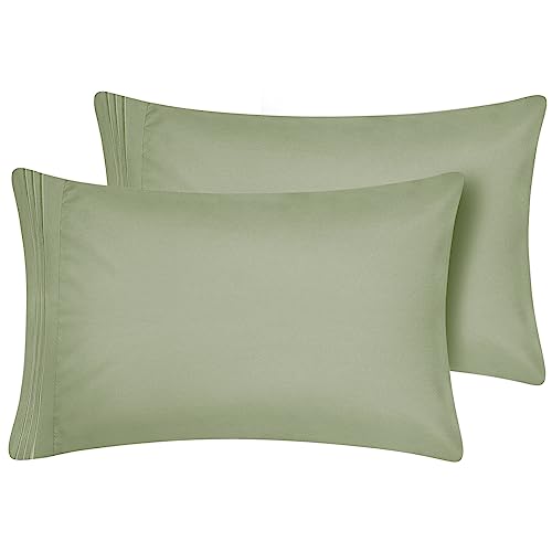 CozyLux 1800 Series Microfiber King Pillowcase Set, Sage Green, 20x40, 2 Pack