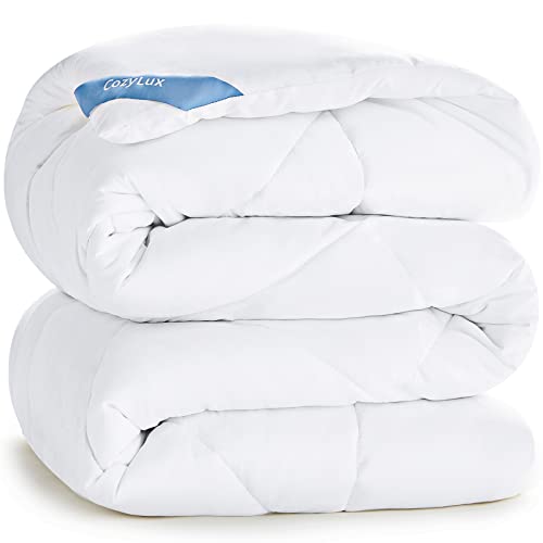 CozyLux King Size Quilted White Comforter Insert with Corner Tabs