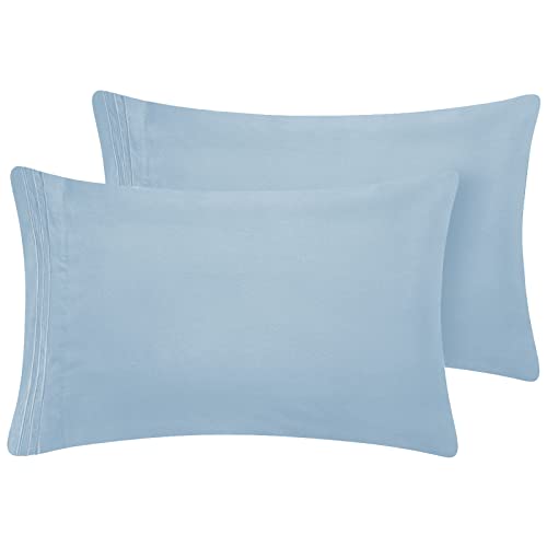 CozyLux 1800 Series 2-Pack Standard Size Spa Blue Pillow Cases