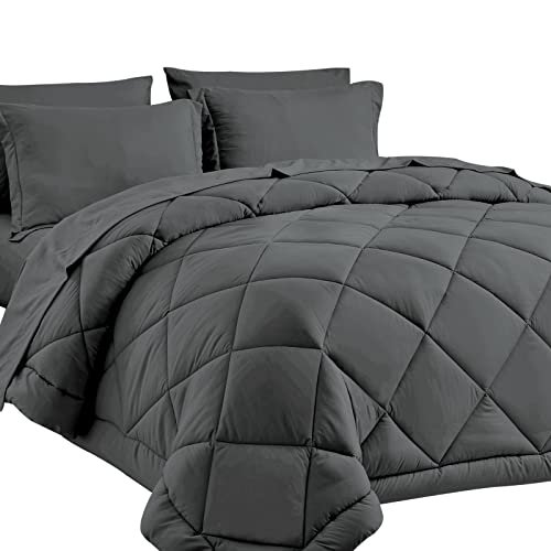CozyLux Queen Bed in a Bag 7-Pieces Comforter Sets