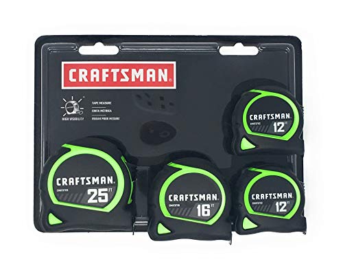 Craftsman High Visibility Tape Measures 4 Pack (1-25ft, 1-16ft, 2-12ft)