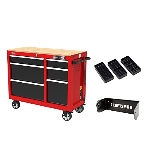 CRAFTSMAN 41" Rolling Work Bench with Organization Trays, Red