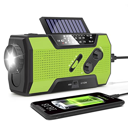 Crank Weather Radio with Emergency Power Bank and LED Flashlight