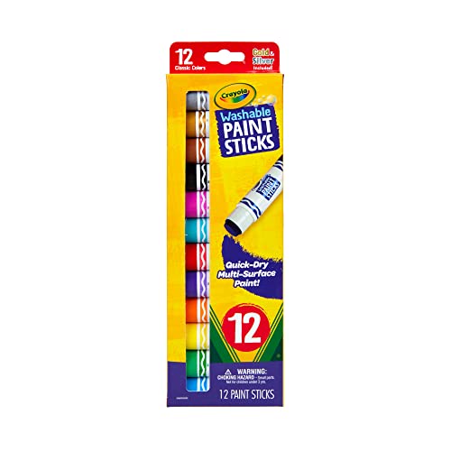 TBC The Best Crafts Tempera Paint Sticks,12 Classic Colors, Washable,Non- Toxic,Crayon Paint Sticks for Kids and Student