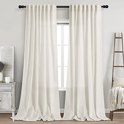 Cream Linen Curtains 108 inches Long