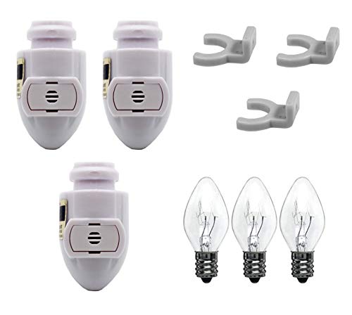 Creative Hobbies White Auto On Sensor Plug in Night Light Module Includes 3 Bulbs and 3 Plastic Clips, Pack of 3