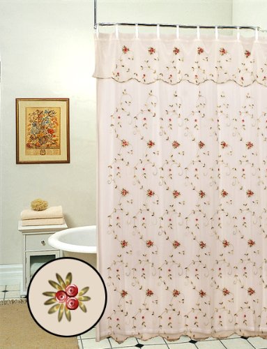 Creative Linens Lace Roses Floral Shower Curtain