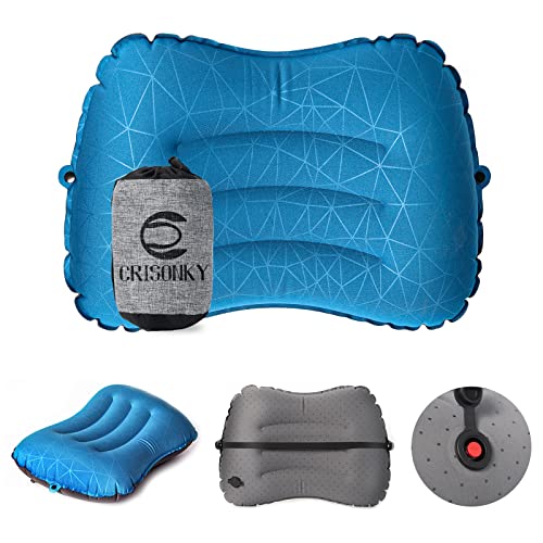 Crisonky Camping Pillow - Inflatable Travel Pillow with Lumbar Support