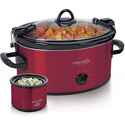 Crock-Pot 6-Quart Countdown Oval Slow Cooker with Dipper, Red