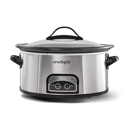Magic Mill Extra Large 10 Quart Slow Cooker with Metal Searing Pot & Transparent Tempered Glass Lid Multipurpose Lightweight Slow Cookers, Pot Is
