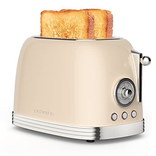 Buydeem Dt640 4-Slice Toaster, Extra Wide Slots, Retro Stainless Steel, 7-Shade Settings (Mellow Yellow)