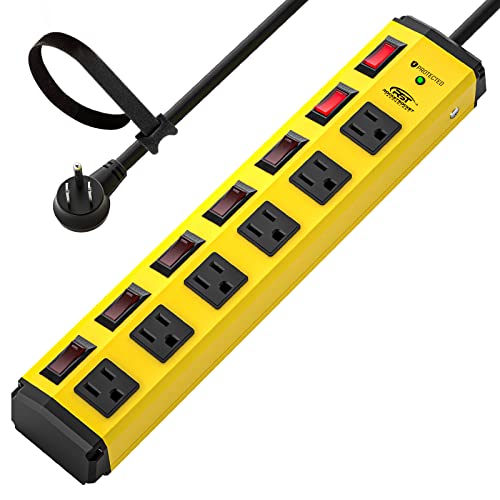 CRST 6-Outlet Metal Power Strip with Individual Switches and Surge Protector