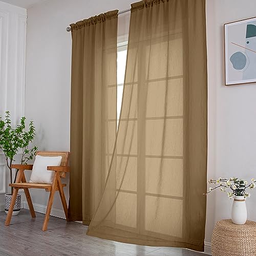 Crushed Voile Mocha Sheer Curtains