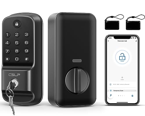 CSLP Smart Door Lock Keypad Compatible with Alexa Google Home, 5-in-1 Smart Entry Door Lock with Bluetooth & Door Sensor, Smart Deadbolt via App Control for Exterior Door Airbnb