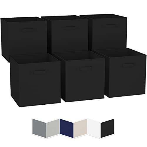 13x13 Inch Heavy-Duty Cube Storage Baskets - Set of 6 - Black