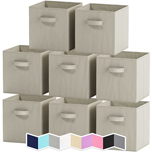 Royexe Heavy-Duty 11-Inch Cube Storage Baskets - Set of 8 Beige Organizers