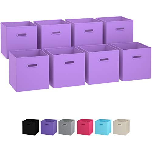 Royexe 11 Inch Heavy-Duty Cube Storage Baskets - Set of 8 (Purple)