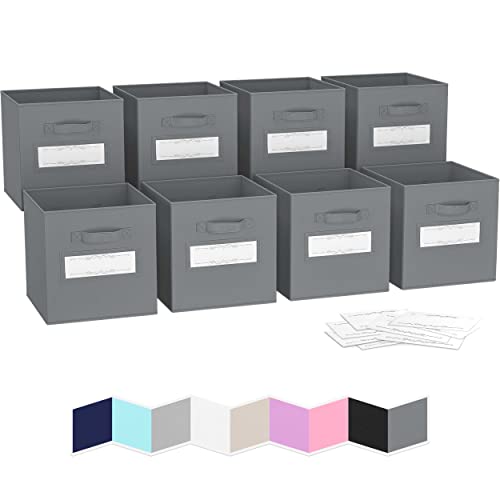 Cube Storage Baskets - Set of 8 Heavy-Duty Storage Cubes (Grey)