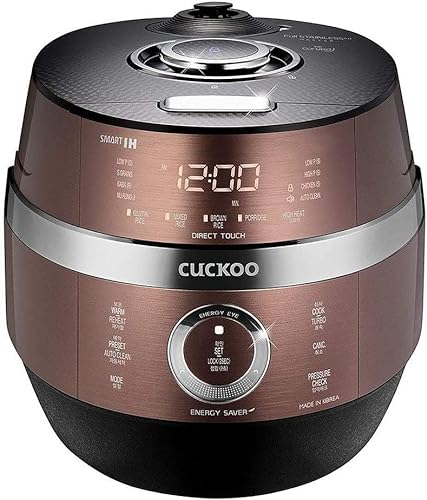 CUCKOO CRP-P0609S | 6-Cup (Uncooked) Pressure Rice Cooker | 12 Menu  Options: Quinoa, Nu Rung Ji, GABA/Brown Rice & More, Made in Korea |  Black/Copper